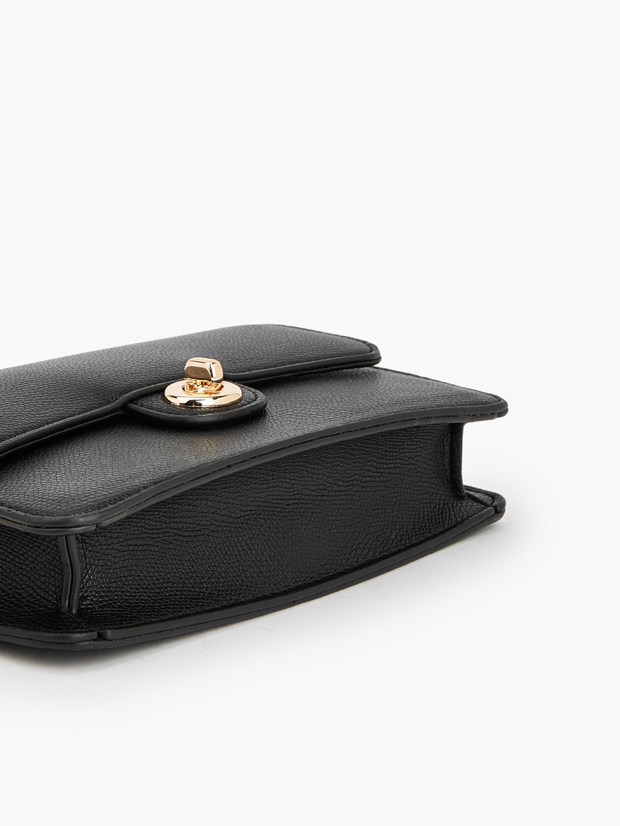 Textured Crossbody Bag with Twist Lock Closure