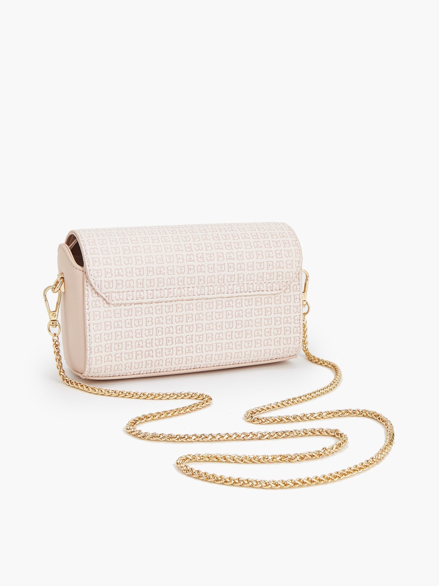 Monogram Print Crossbody Bag with Chain Strap
