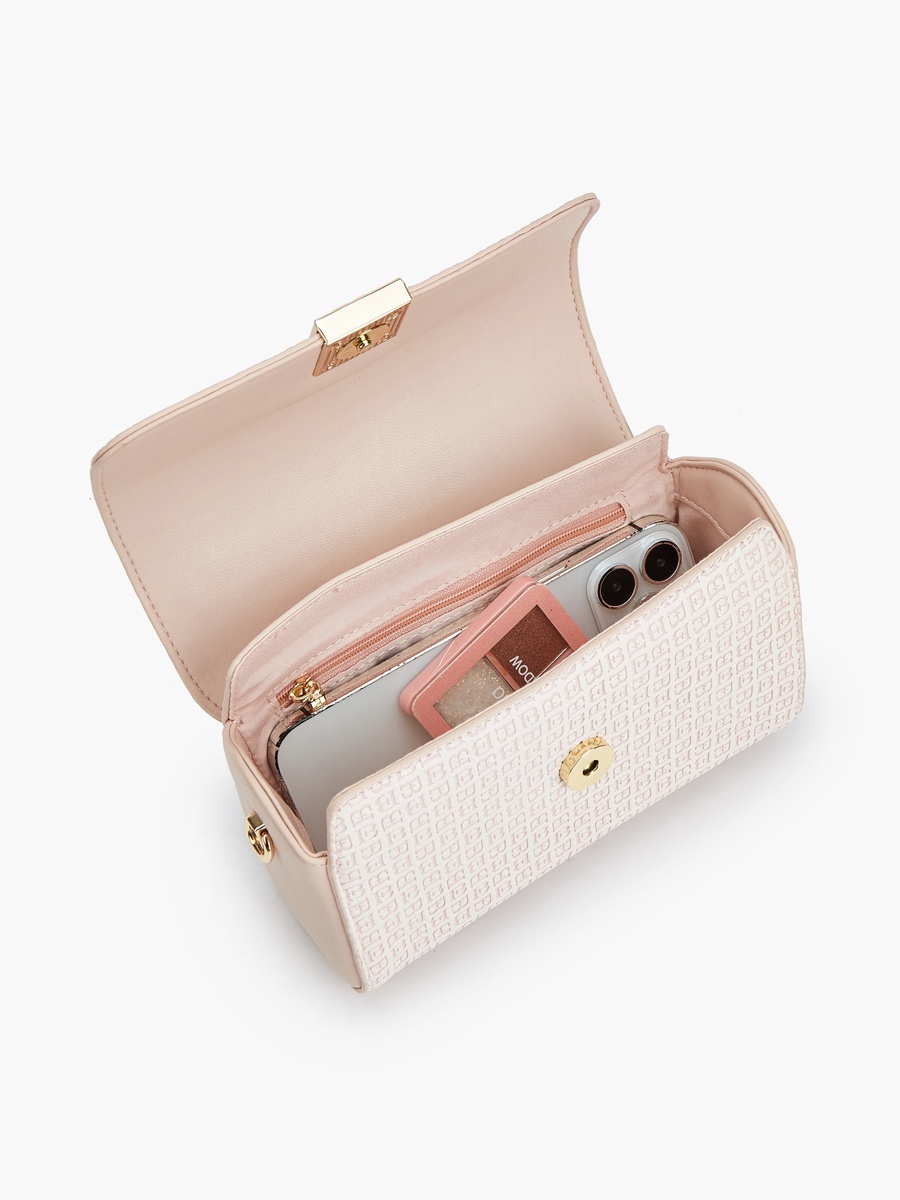 Monogram Print Crossbody Bag with Chain Strap