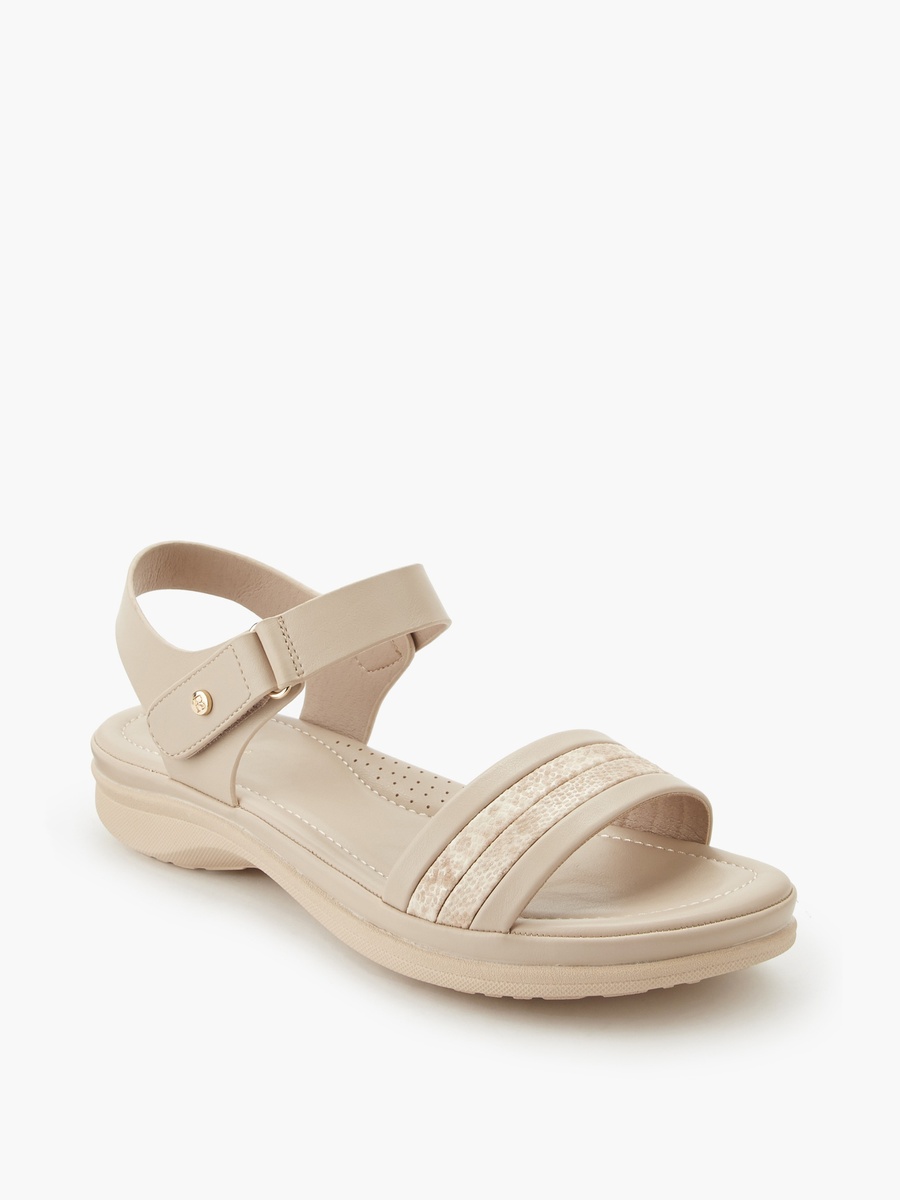 Women Textured Hook and Loop Sandals