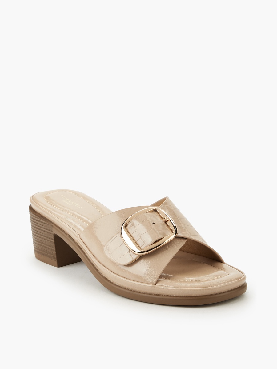 Women Buckle Detail Block Heel Sandals