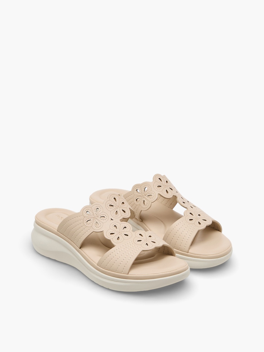 Women Floral Cutout Wedge Heel Sandals