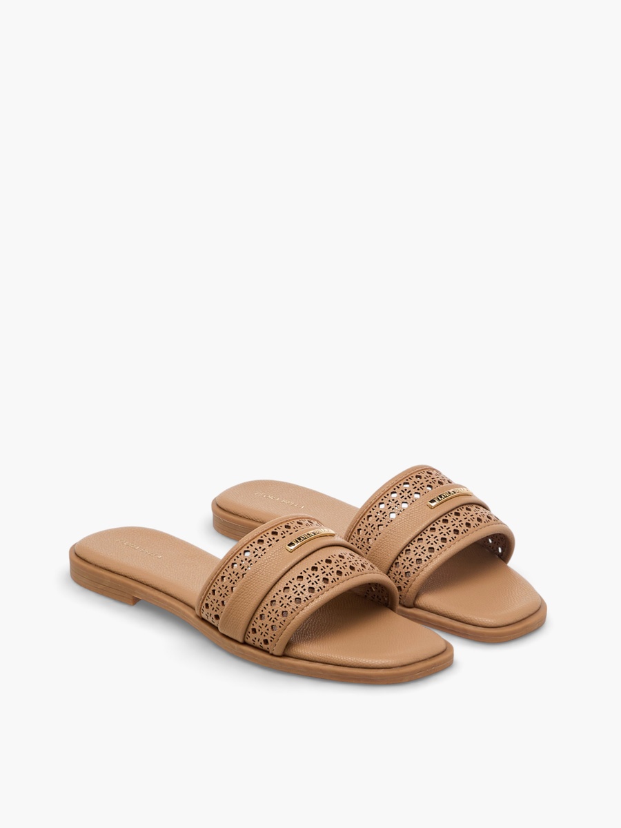 Women Laser Cut Slide Sandals