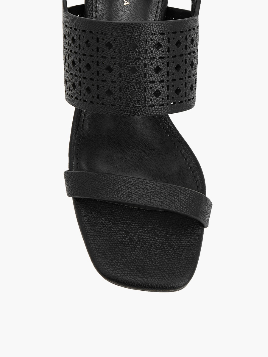 Women Cutwork Block Heel Sandals