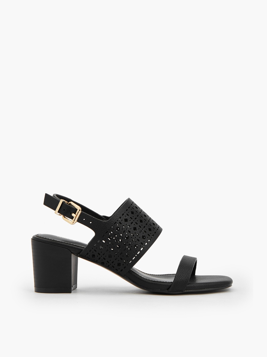 Women Cutwork Block Heel Sandals