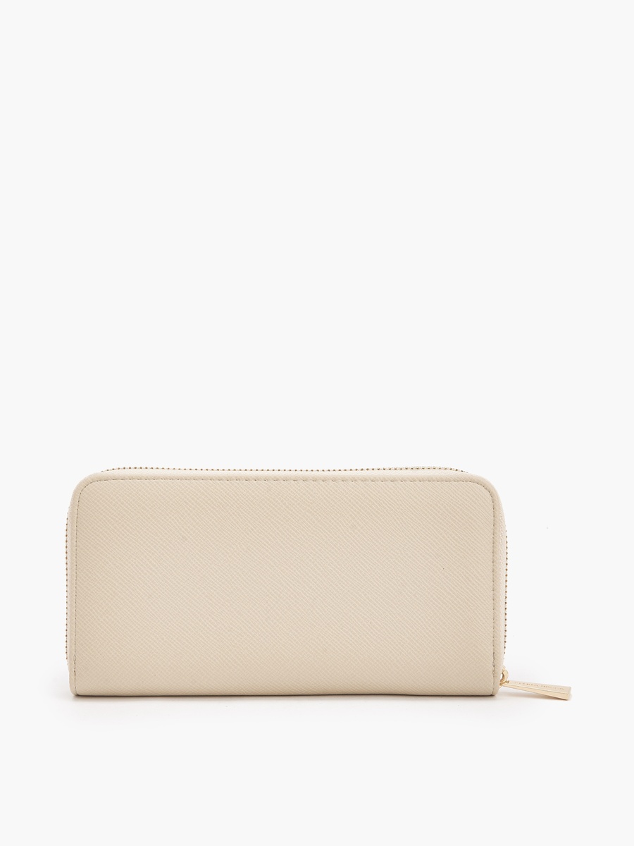 Logo Textured Zip Around Wallet
