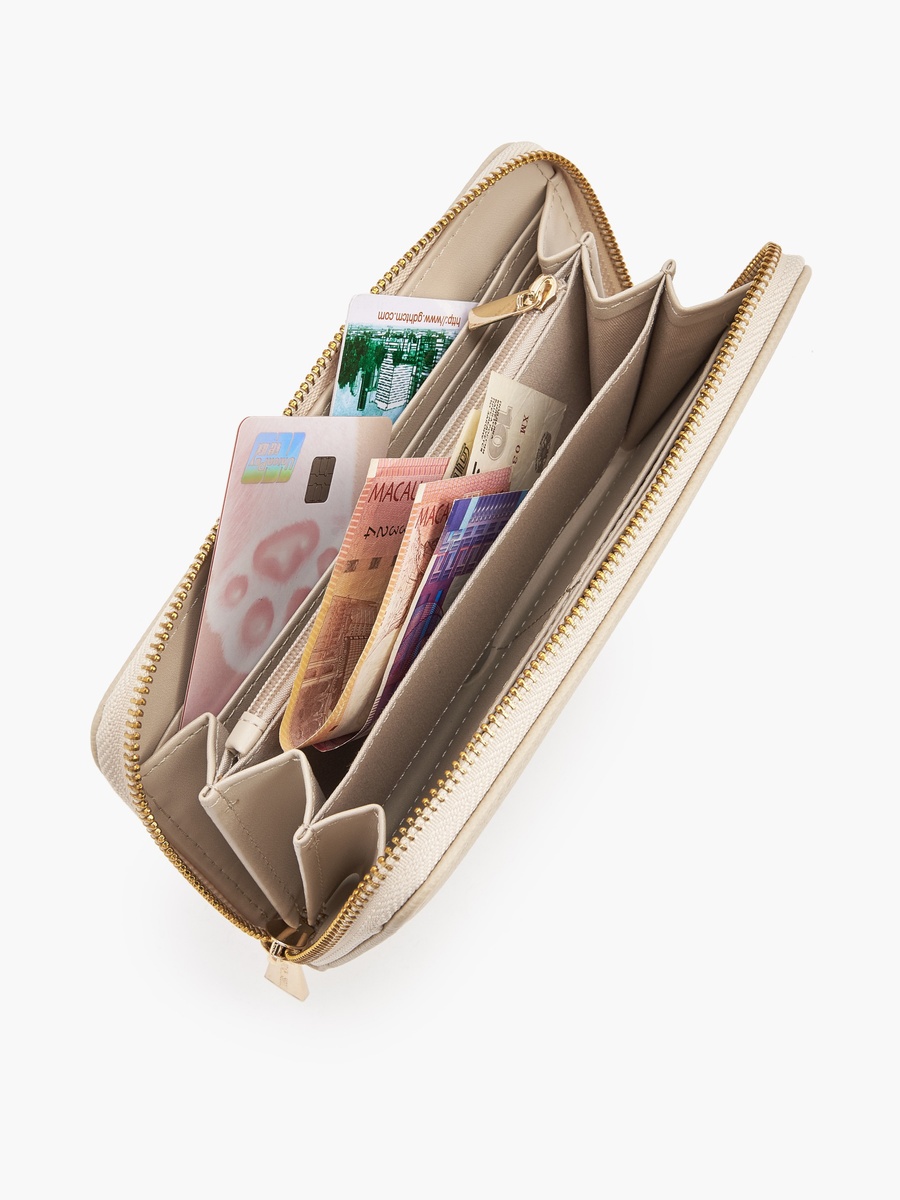 Logo Textured Zip Around Wallet