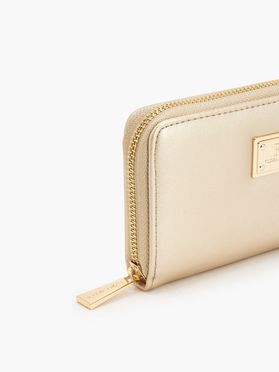 Logo Accent Zip Around Wallet