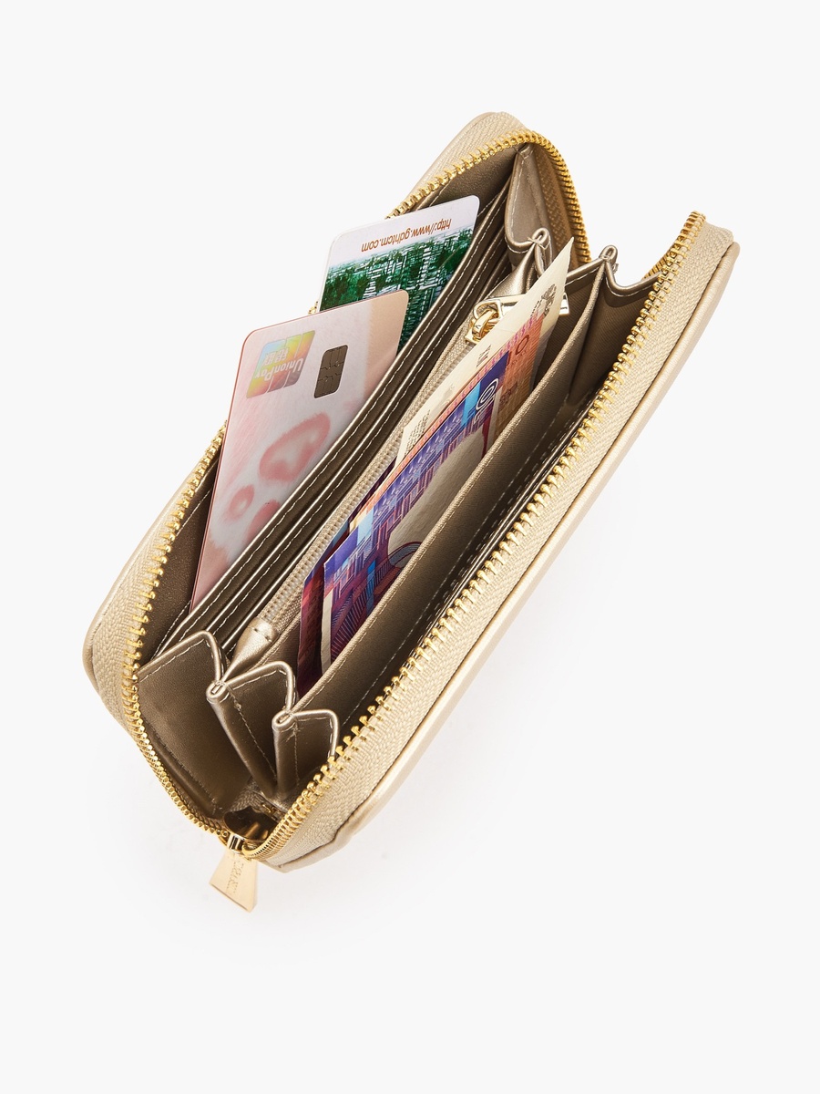 Logo Accent Zip Around Wallet