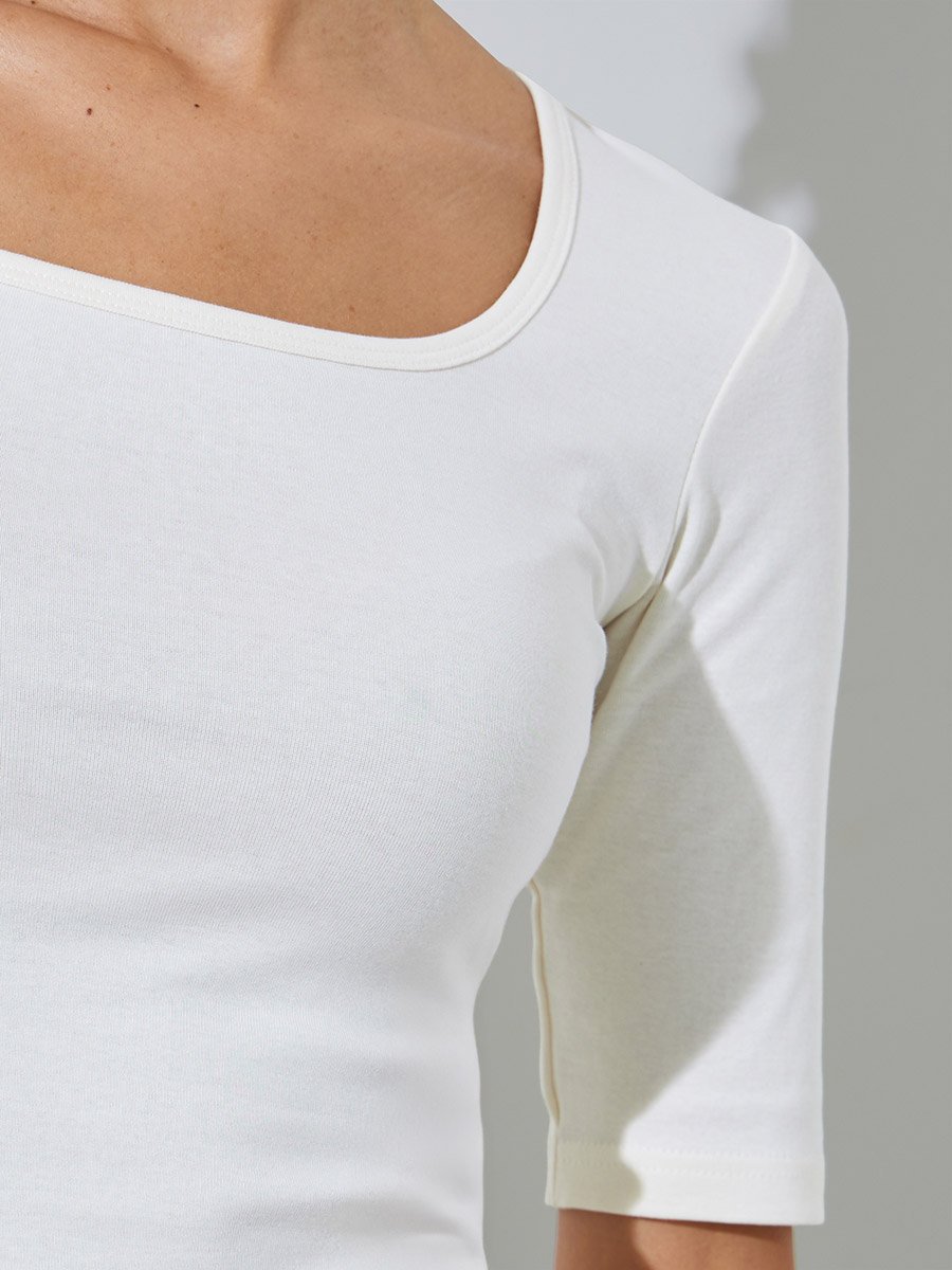 Off White Heavyweight Fitted Square Neck T-Shirt