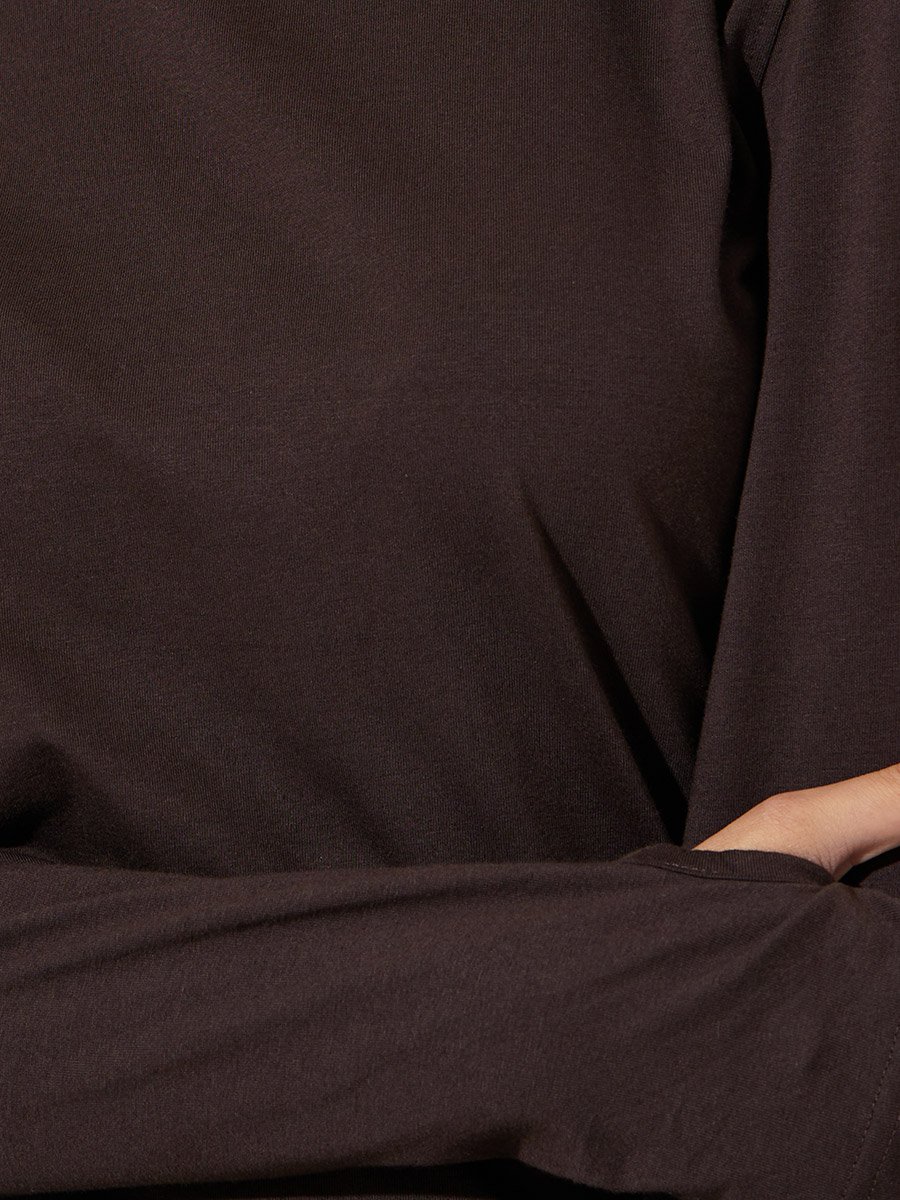 Brown Cotton Lycra T-Shirt with Thumbhole Sleeve