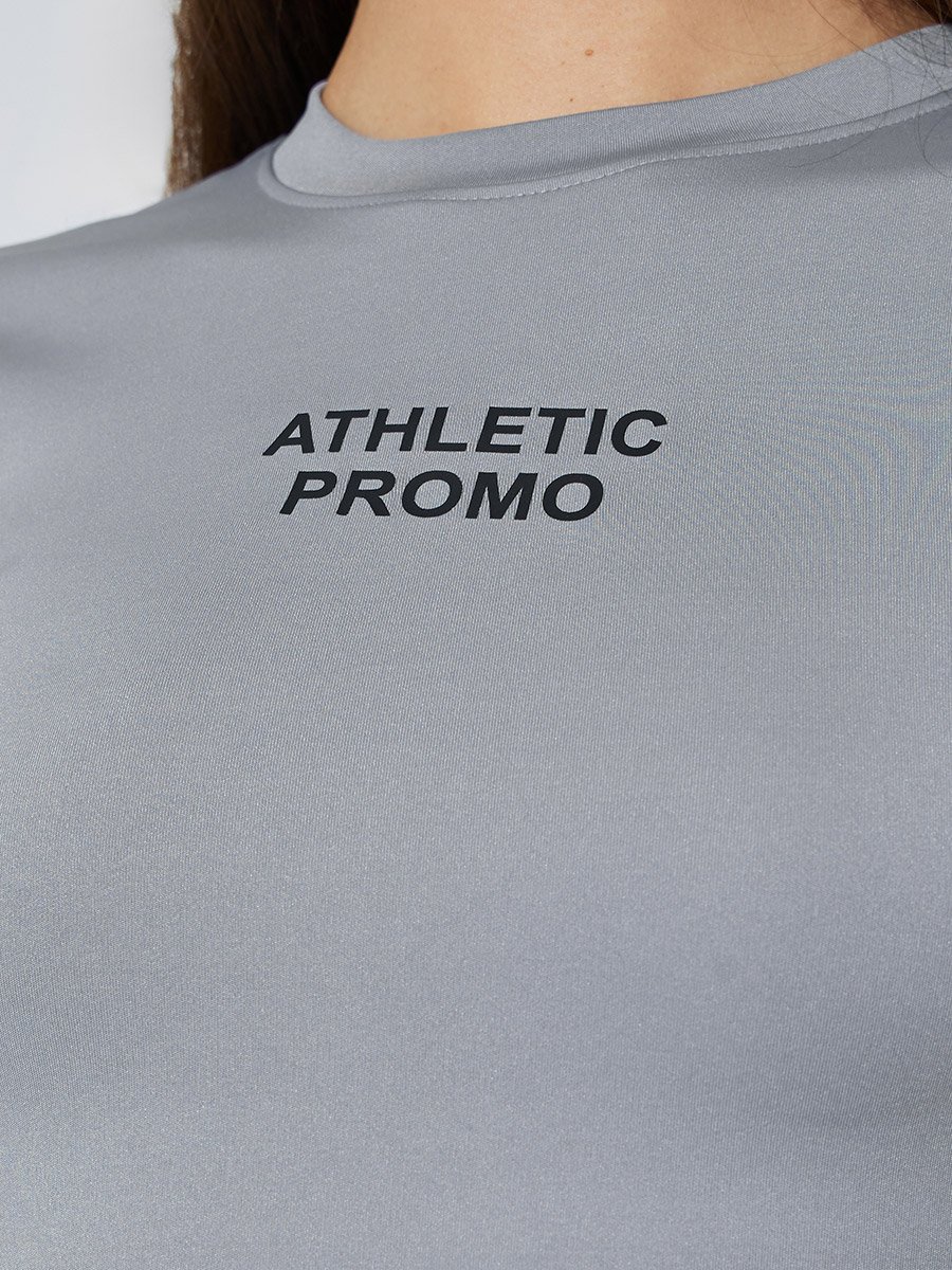 Grey Slogan Print Stretch Fitted T-Shirt