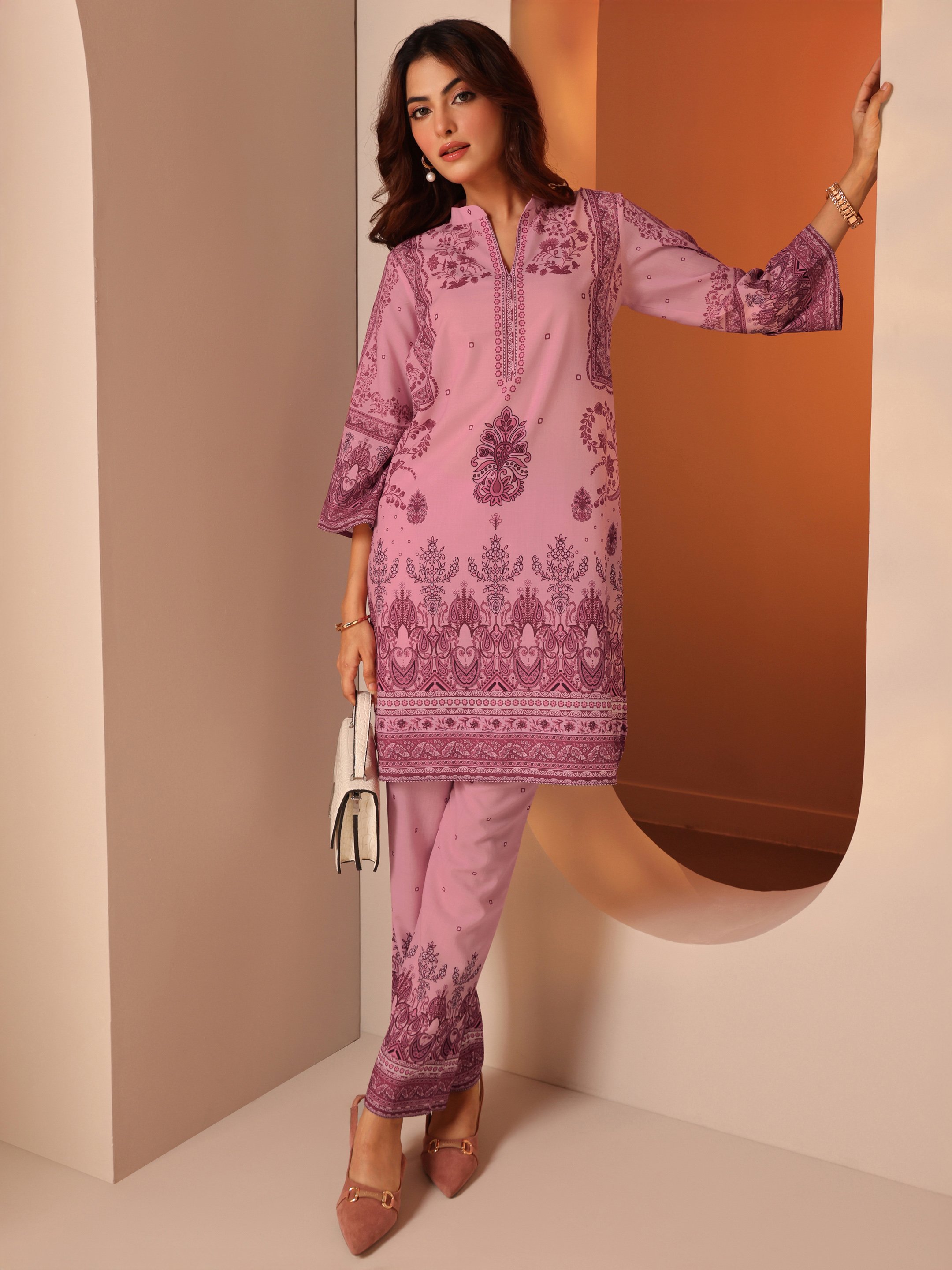 Ethnic Motif Printed Straight Tunic and Trousers Co-Ords