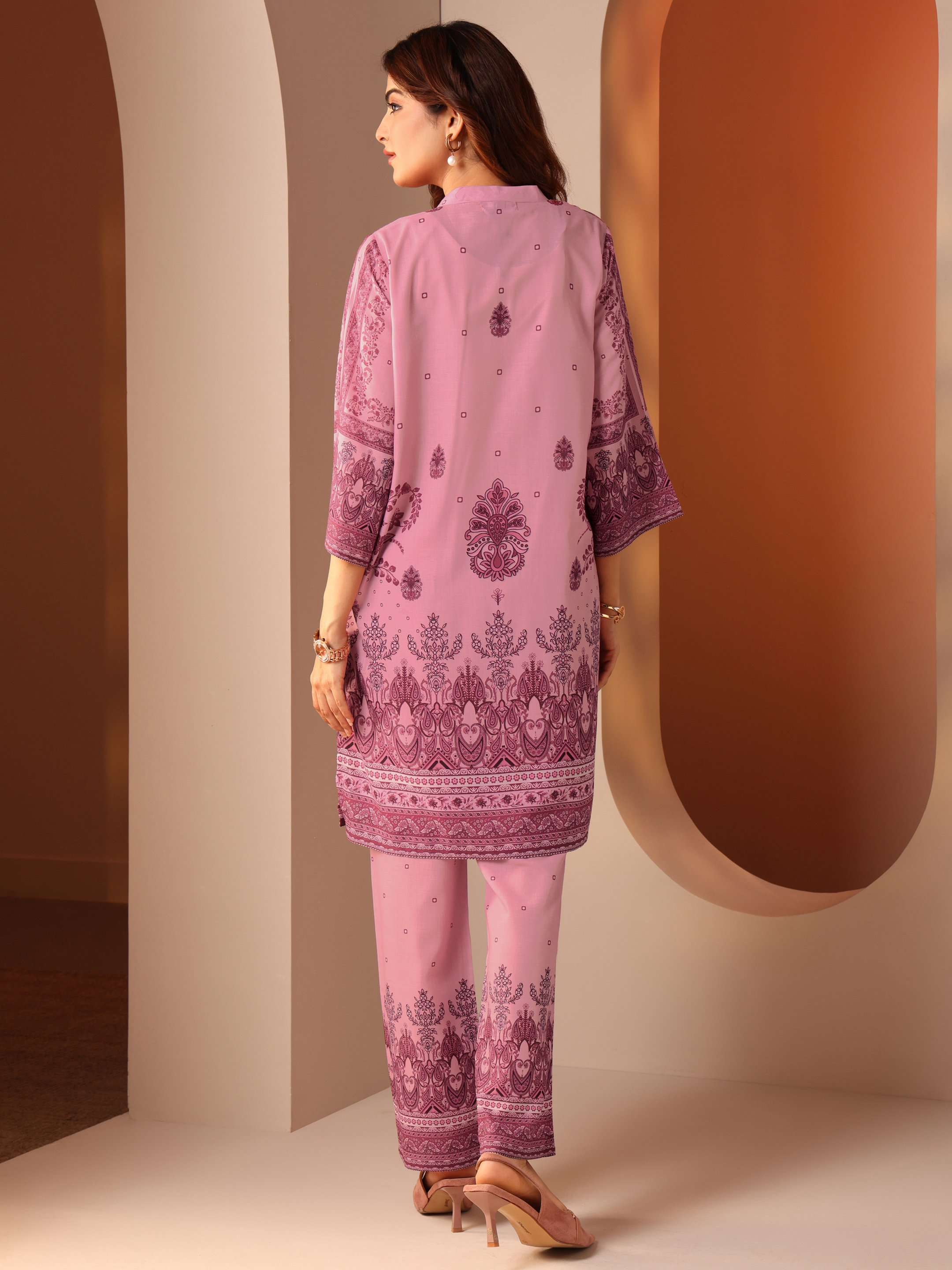Ethnic Motif Printed Straight Tunic and Trousers Co-Ords