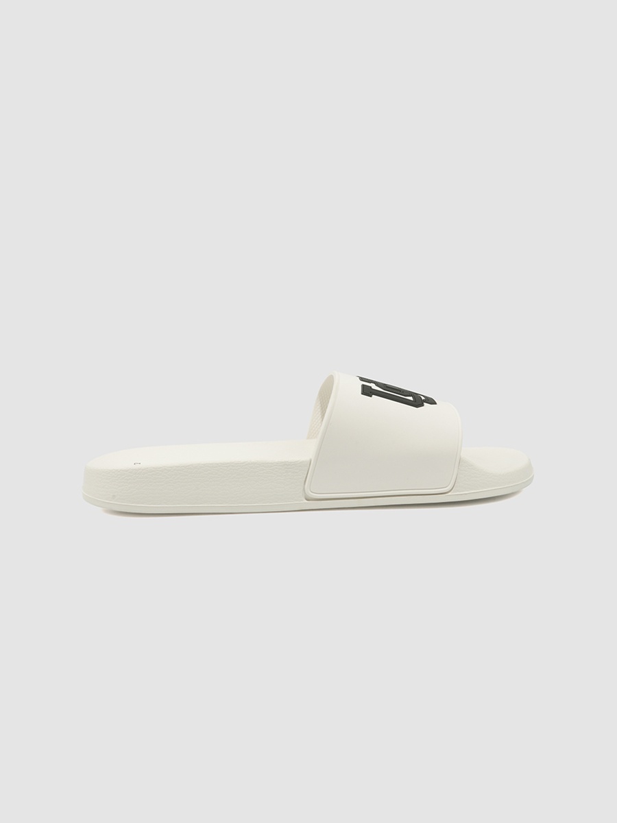 Men White Signature Slides
