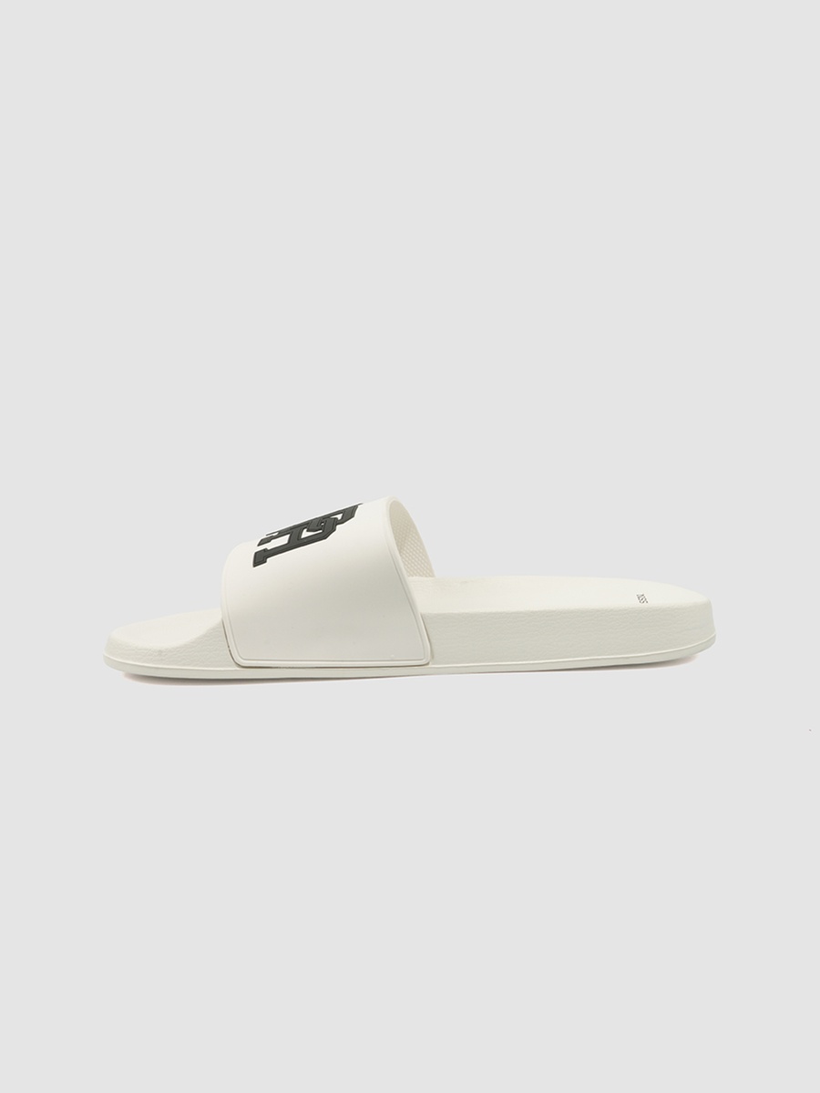 Men White Signature Slides