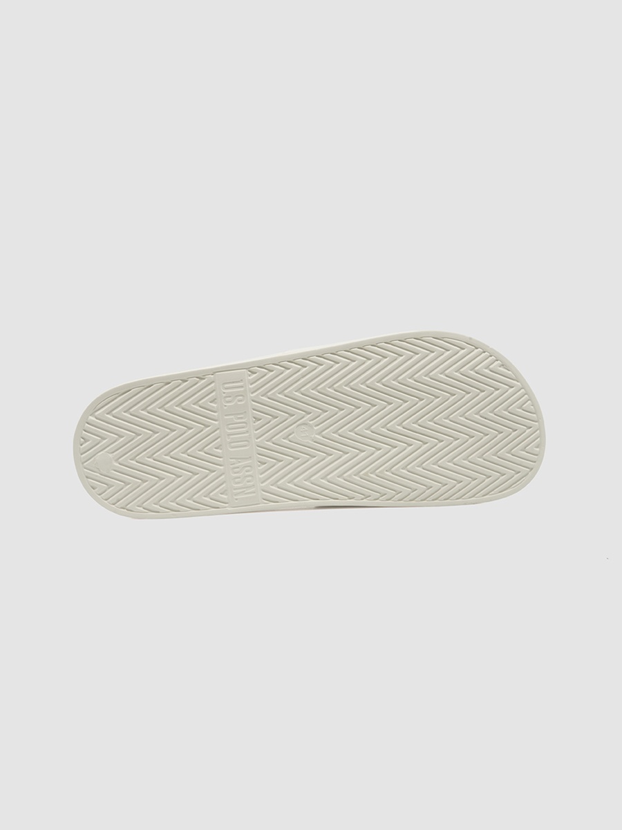 Men White Signature Slides