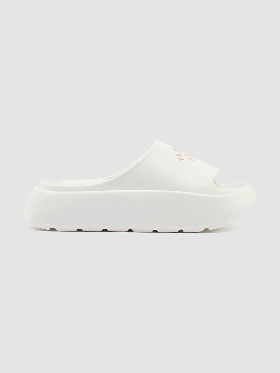 Women White Logo Detail Slides