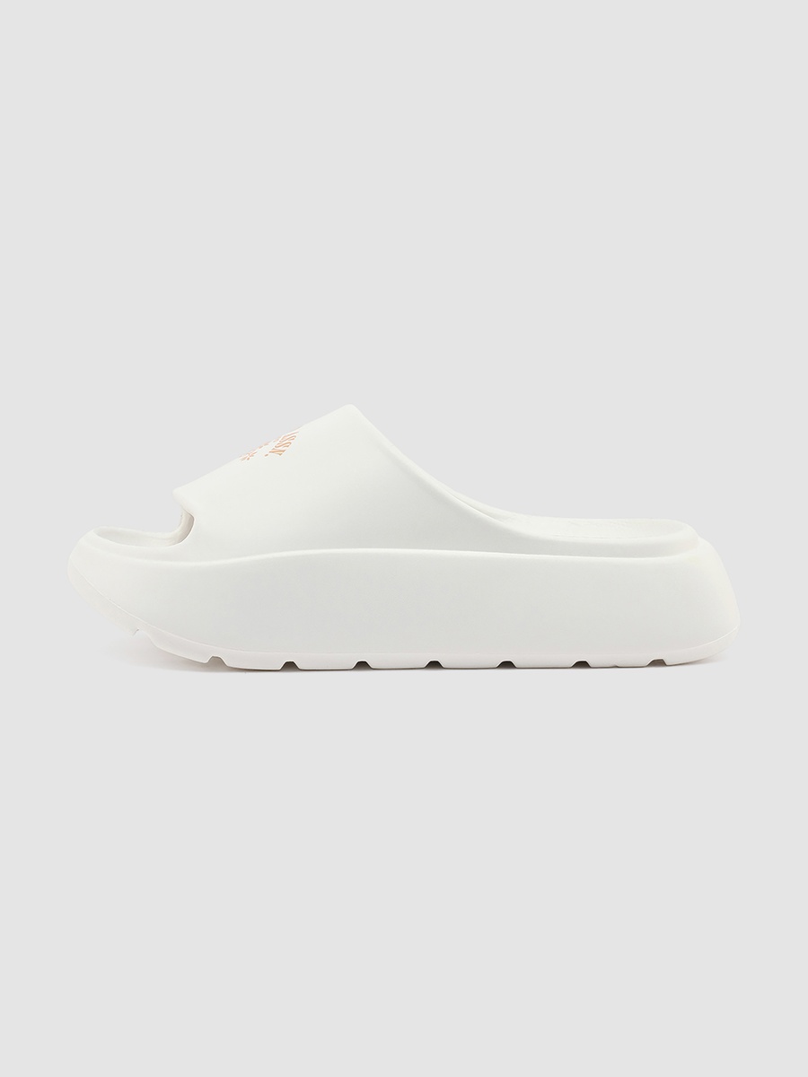 Women White Logo Detail Slides