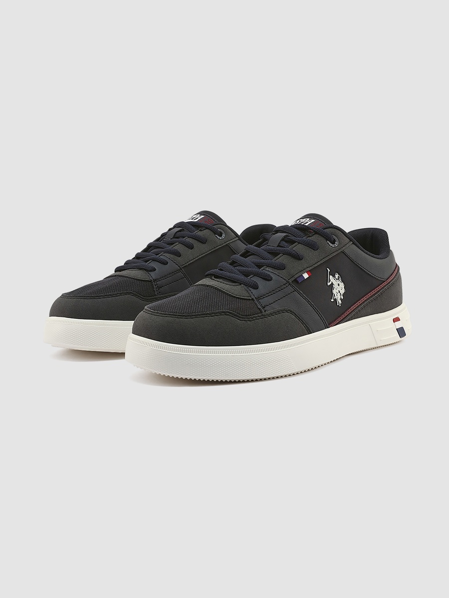 Men Black Logo Detail Casual Sneakers