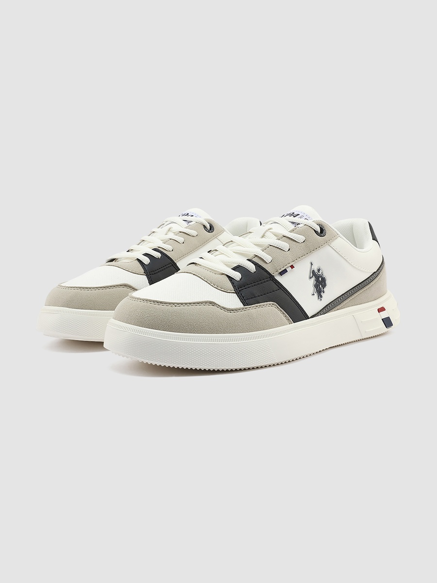 Men White Color Block Sneakers