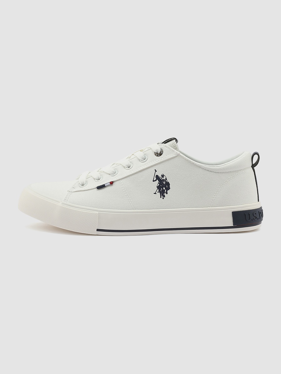 Men White Low-Top Lightweight Sneakers