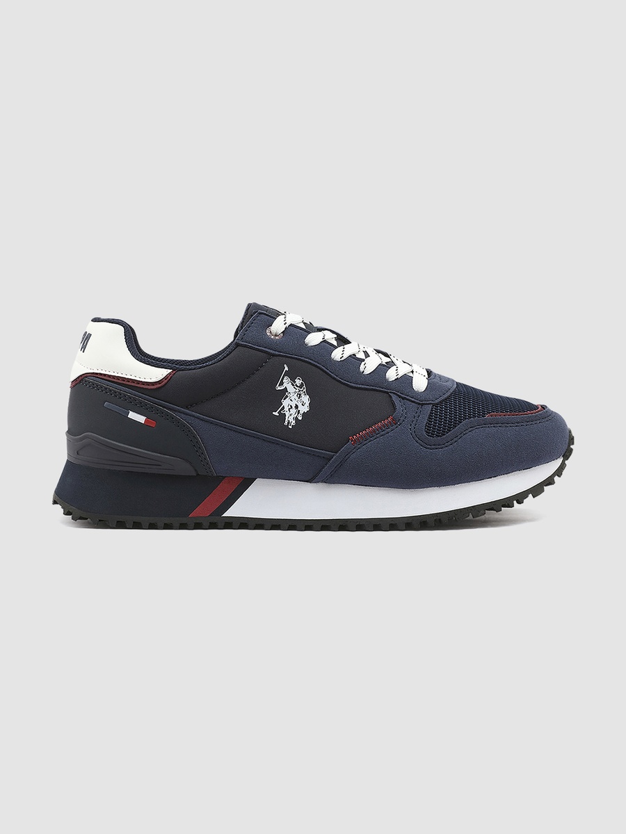 Men Navy Blue Textured Sneakers