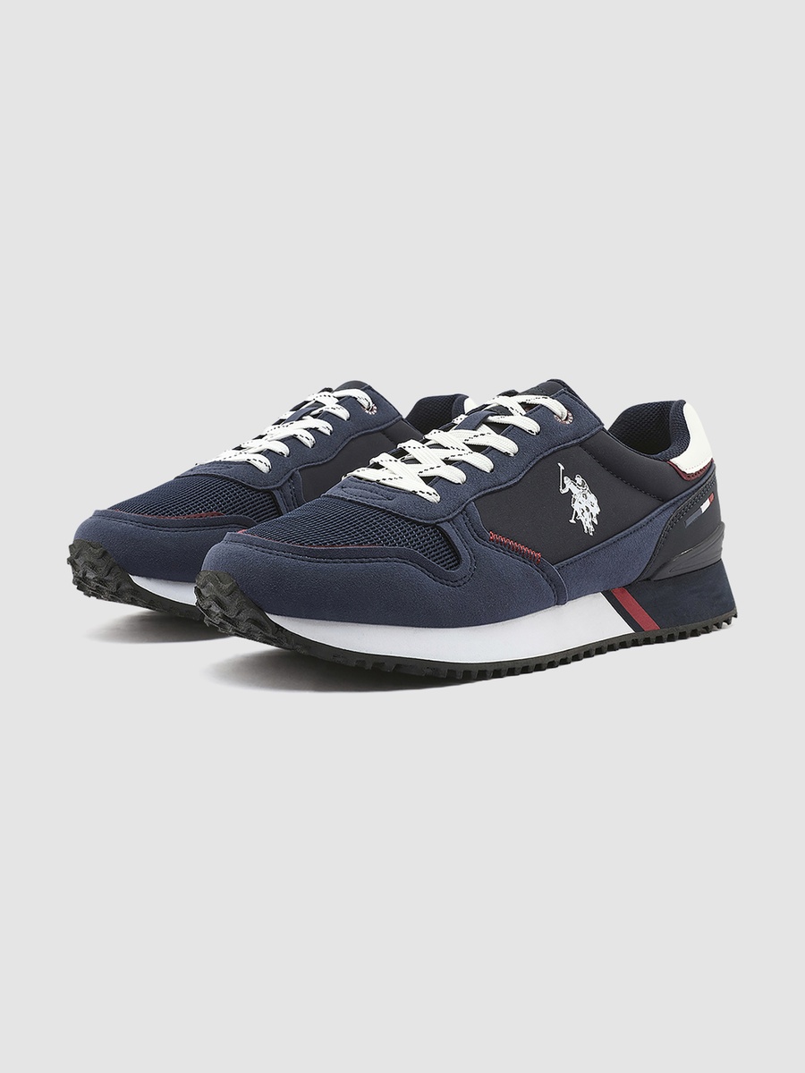 Men Navy Blue Textured Sneakers