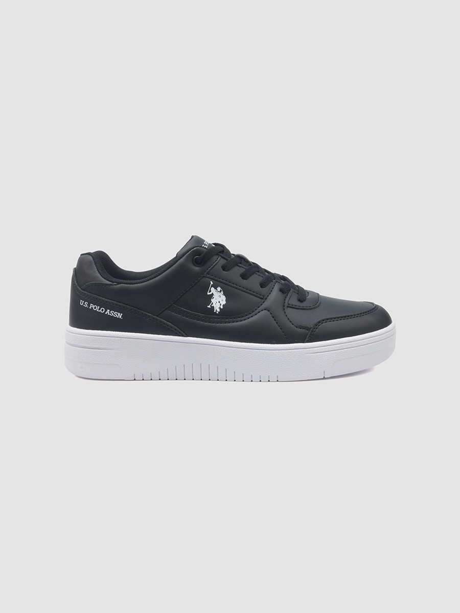 Men Black Lace-Up Sneakers