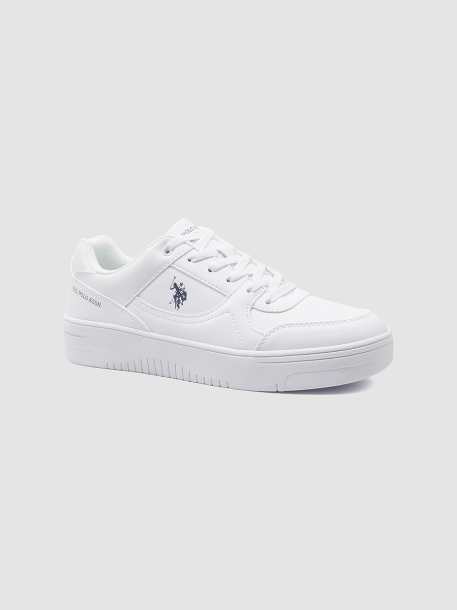 Men White Lace-Up Sneakers