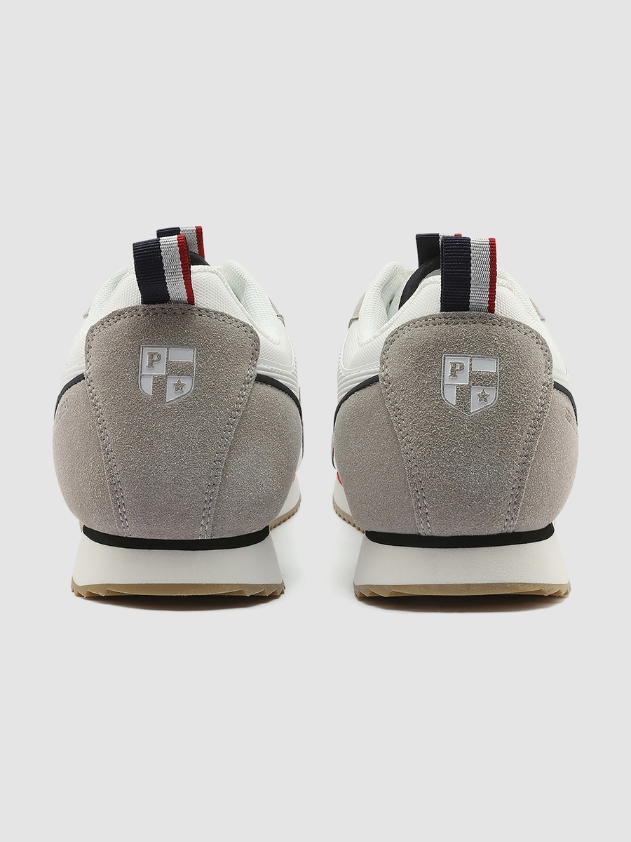 Men White Lace-Up Panelled Sneakers