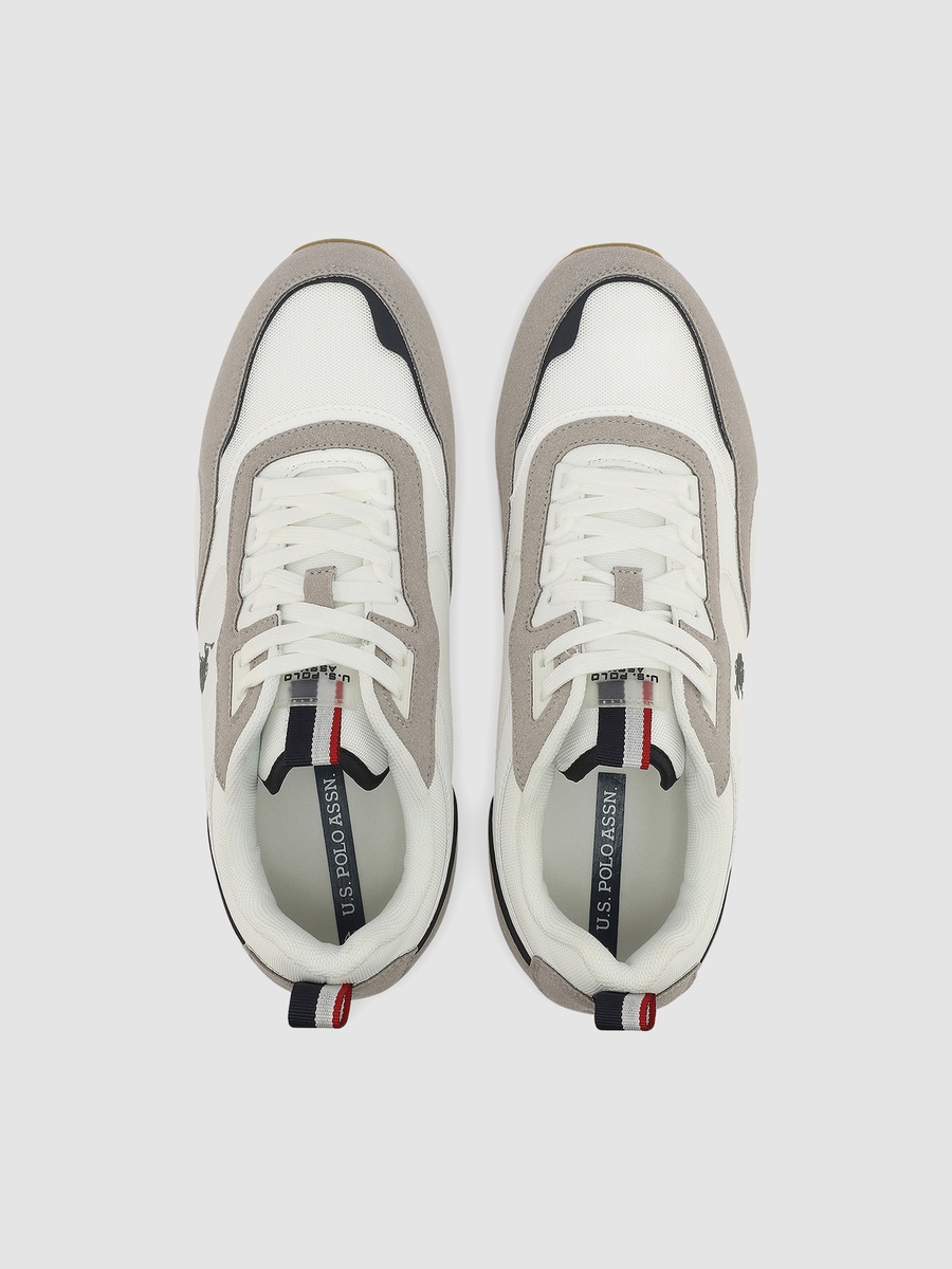 Men White Lace-Up Panelled Sneakers