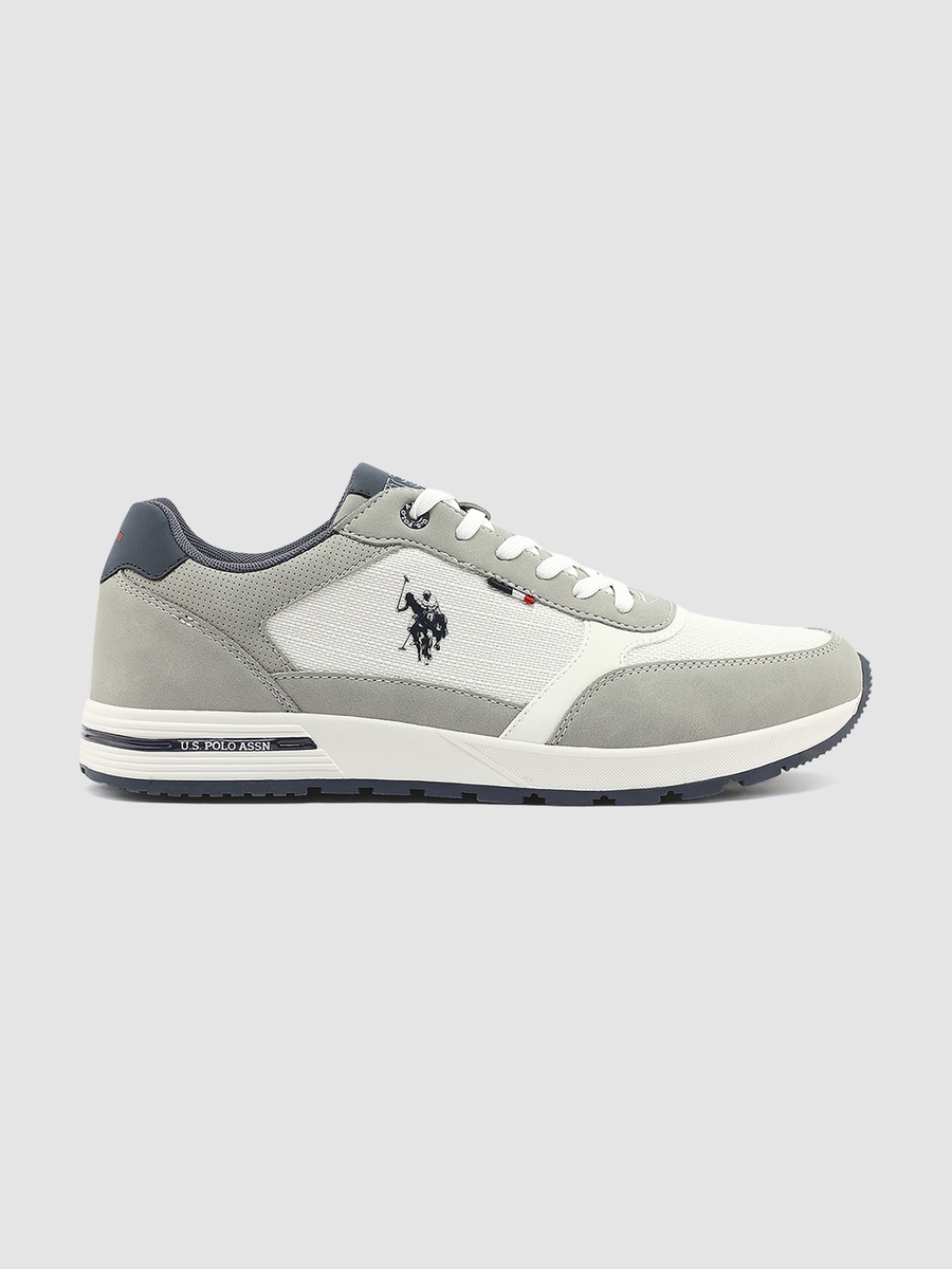 Men White Color Block Low-Top Sneakers