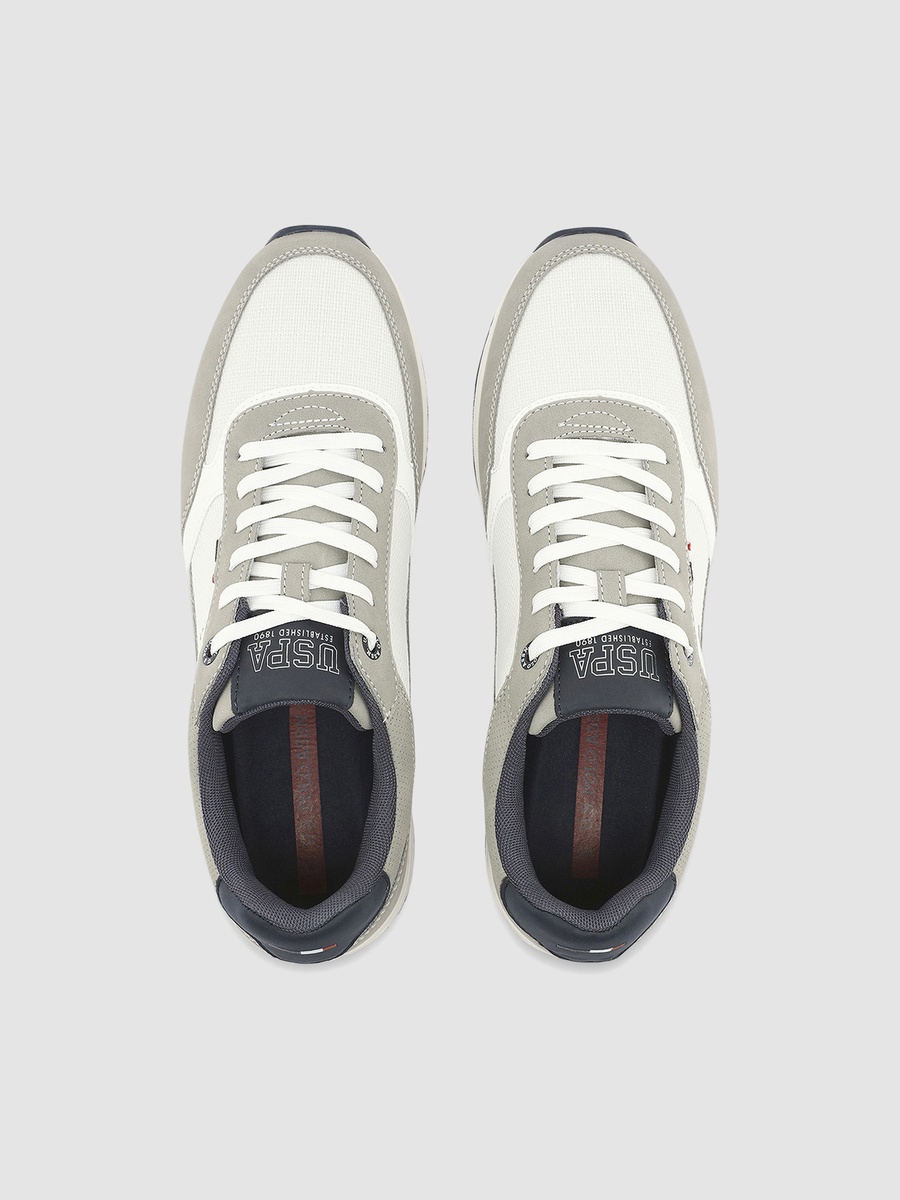 Men White Color Block Low-Top Sneakers