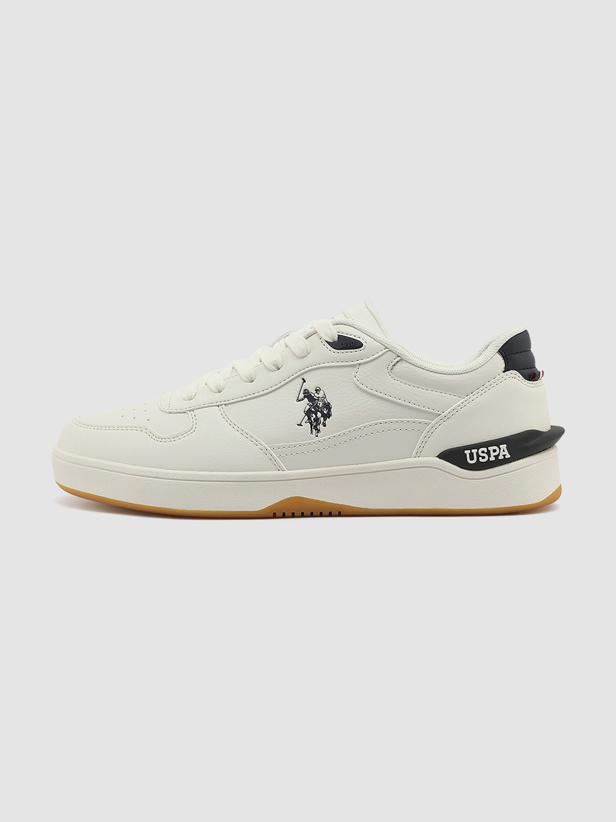 Men White Textured Lace-Up Sneakers