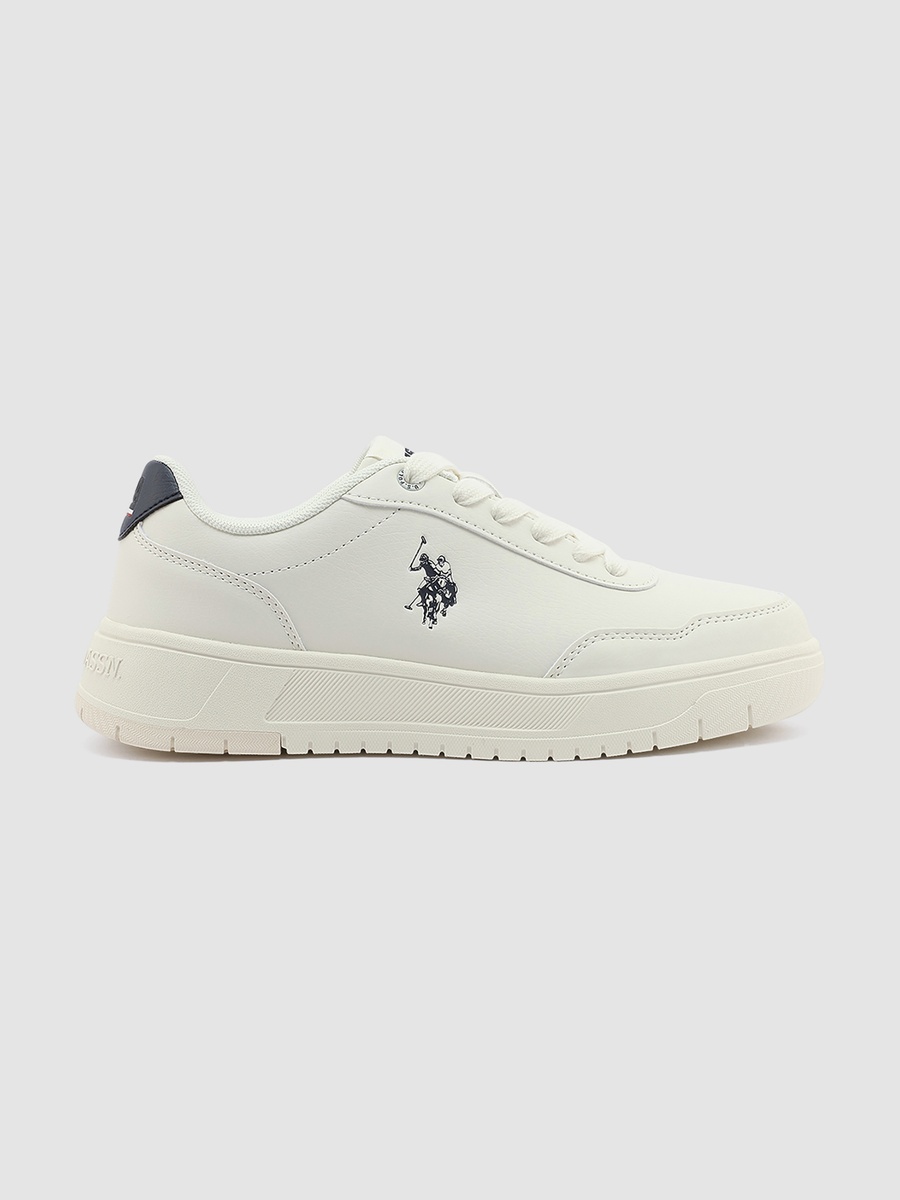 Women White Lace-Up Sneakers