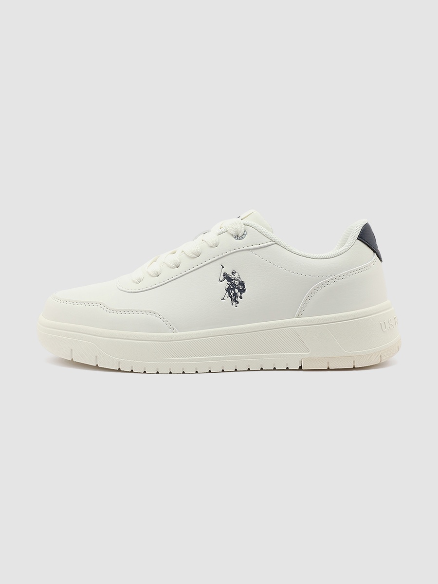 Women White Lace-Up Sneakers