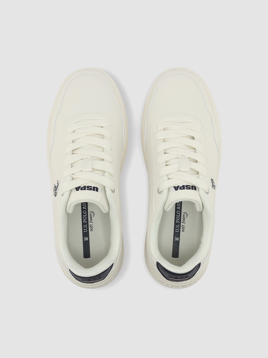 Women White Lace-Up Sneakers