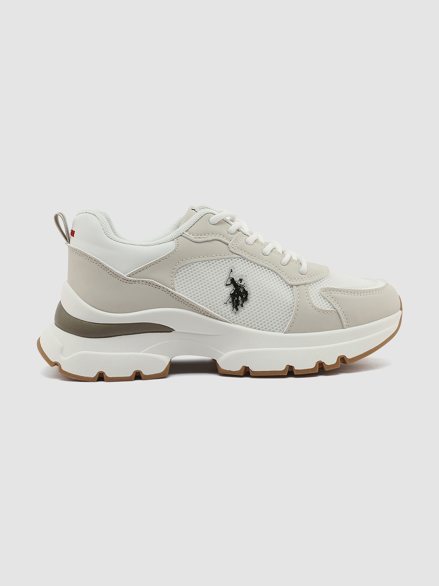 Women Beige Low-Top Chunky Sneakers