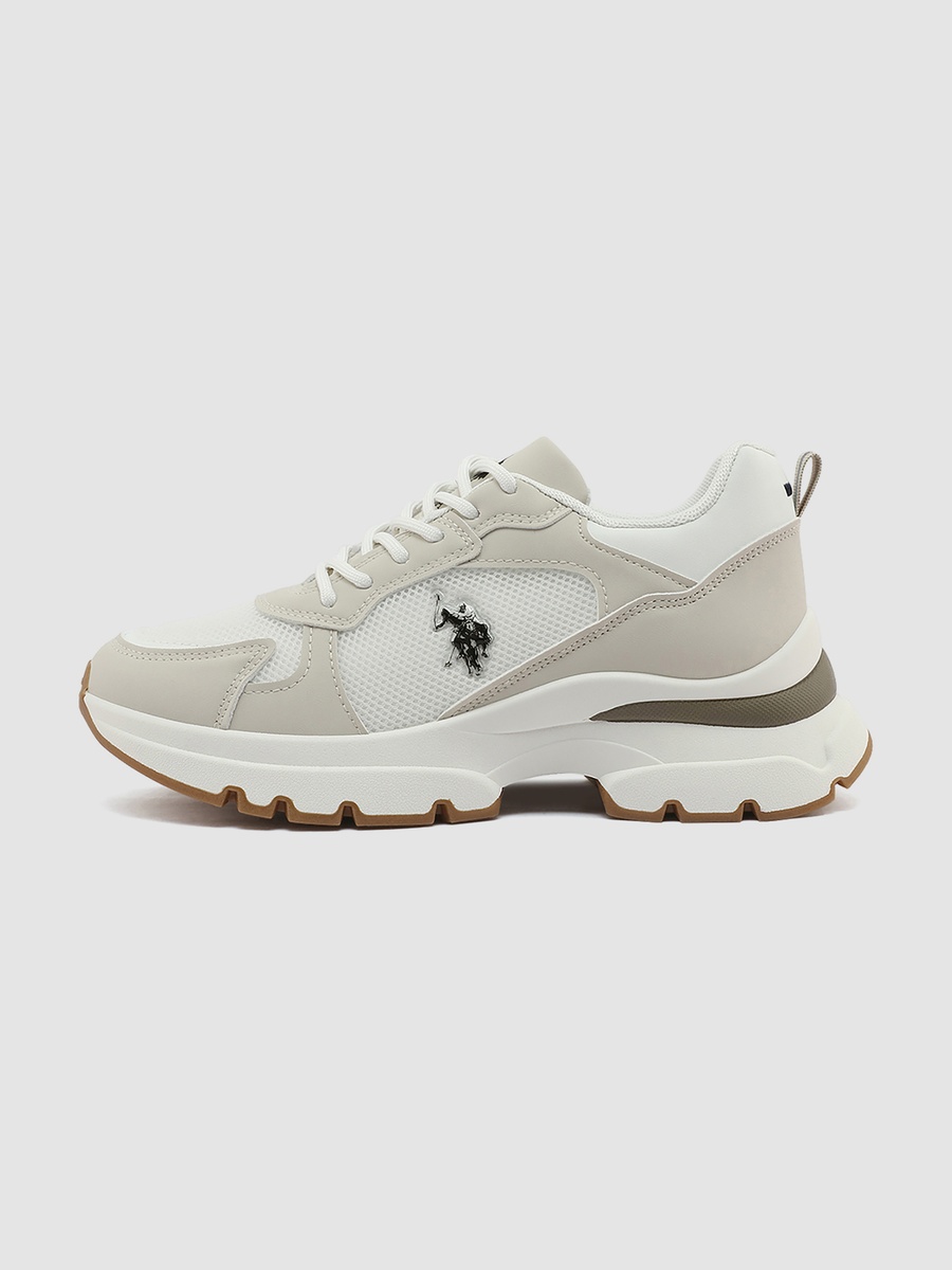 Women Beige Low-Top Chunky Sneakers