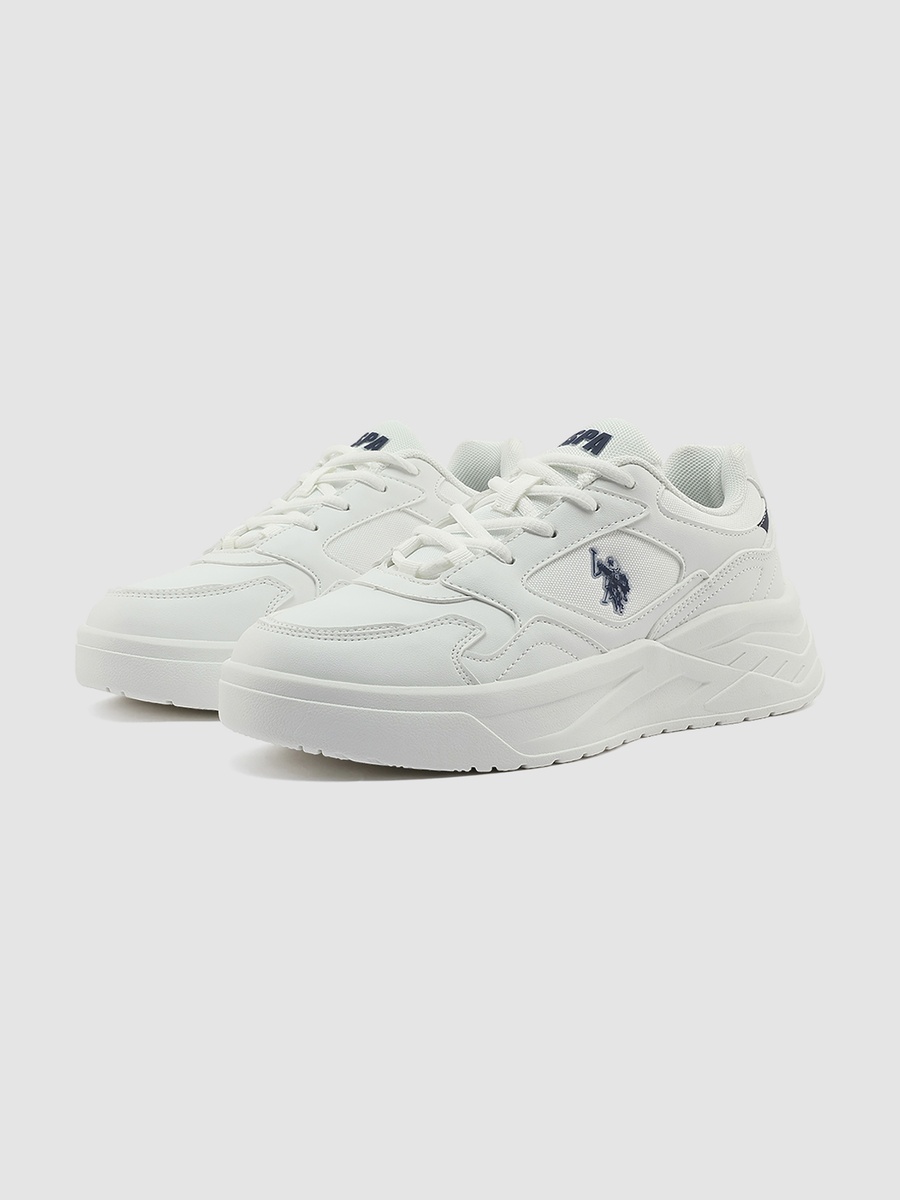 Women White Low-Top Chunky Sneakers