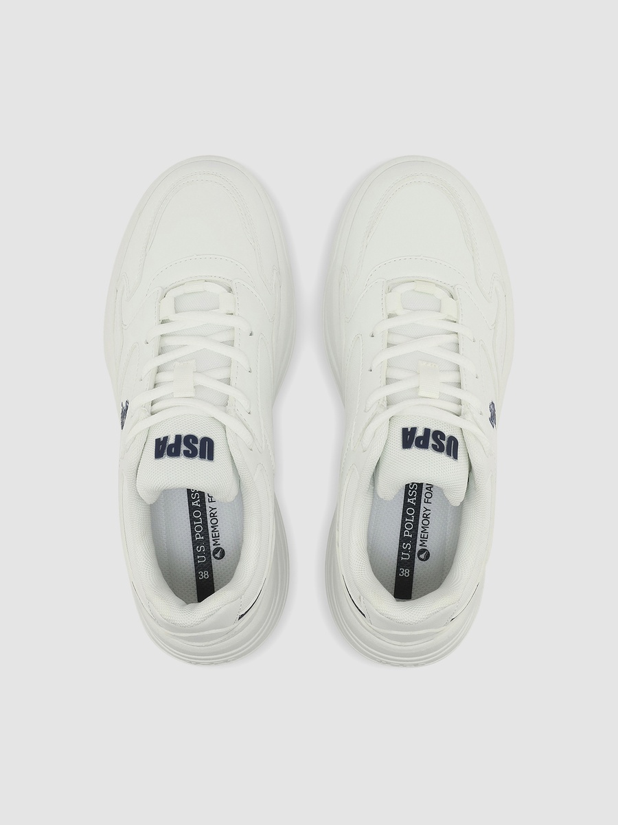 Women White Low-Top Chunky Sneakers