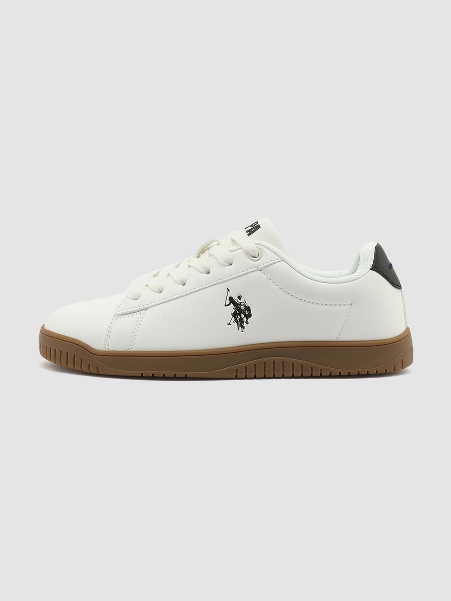 Women White Lace Up Sneakers