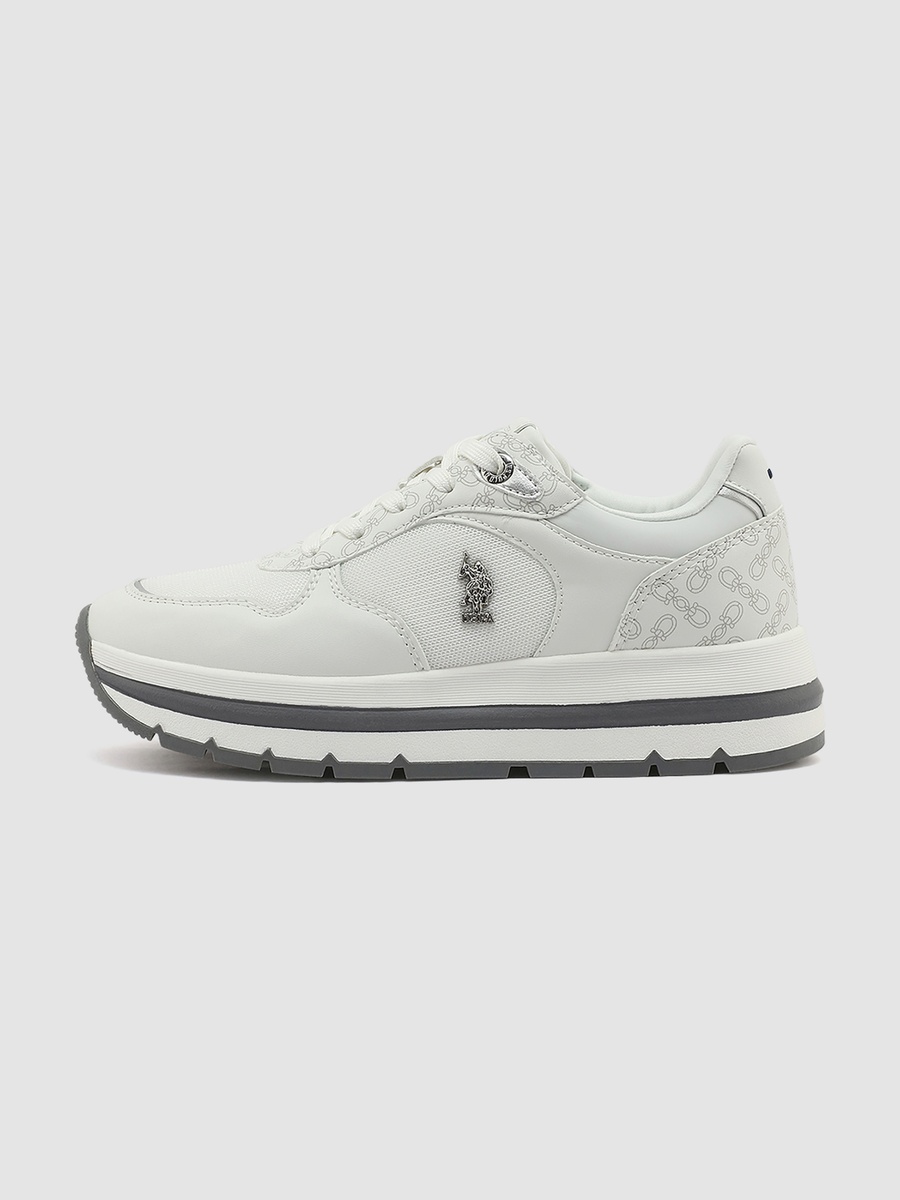 Women White Printed Low-Top Sneakers