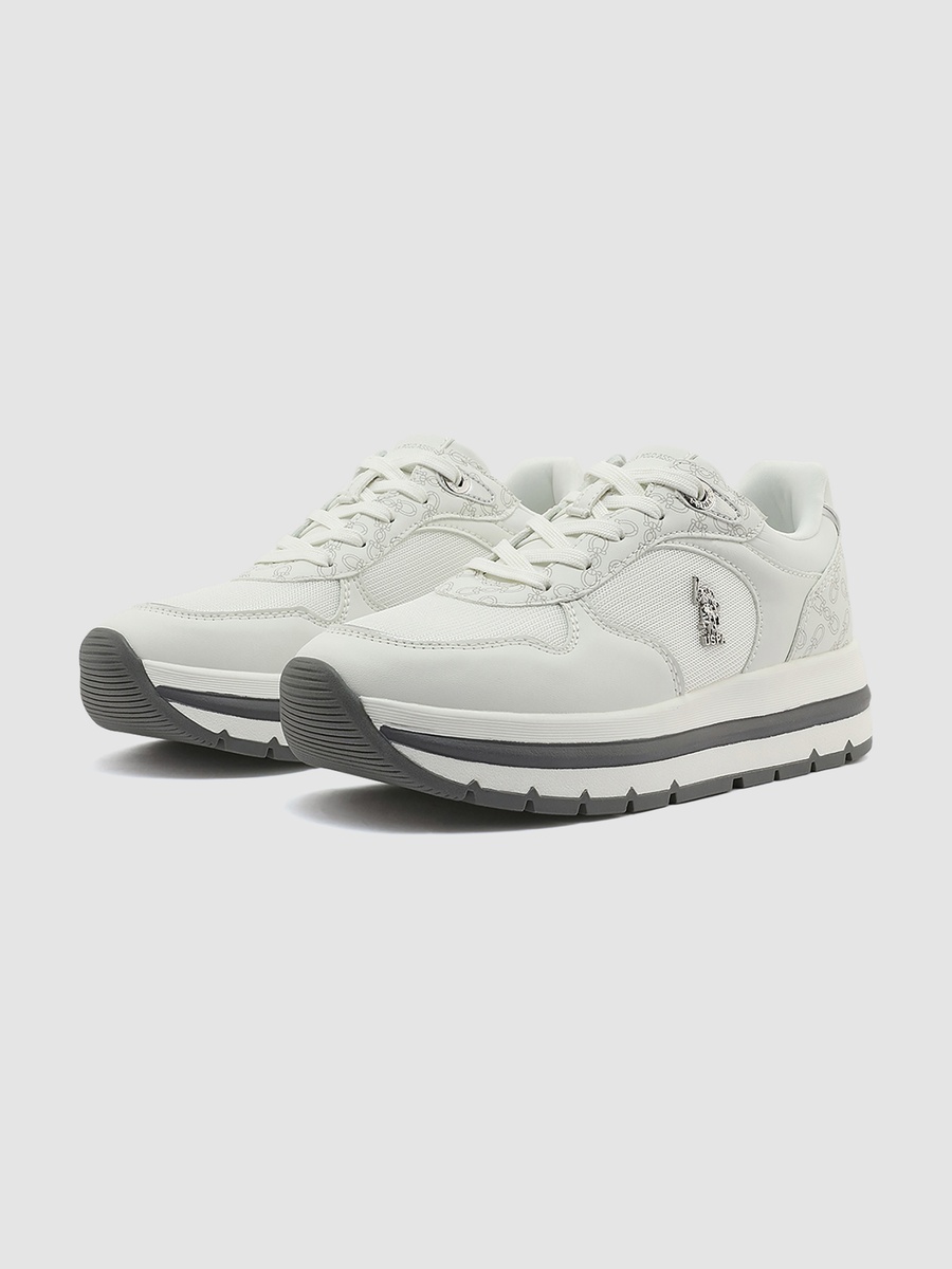 Women White Printed Low-Top Sneakers