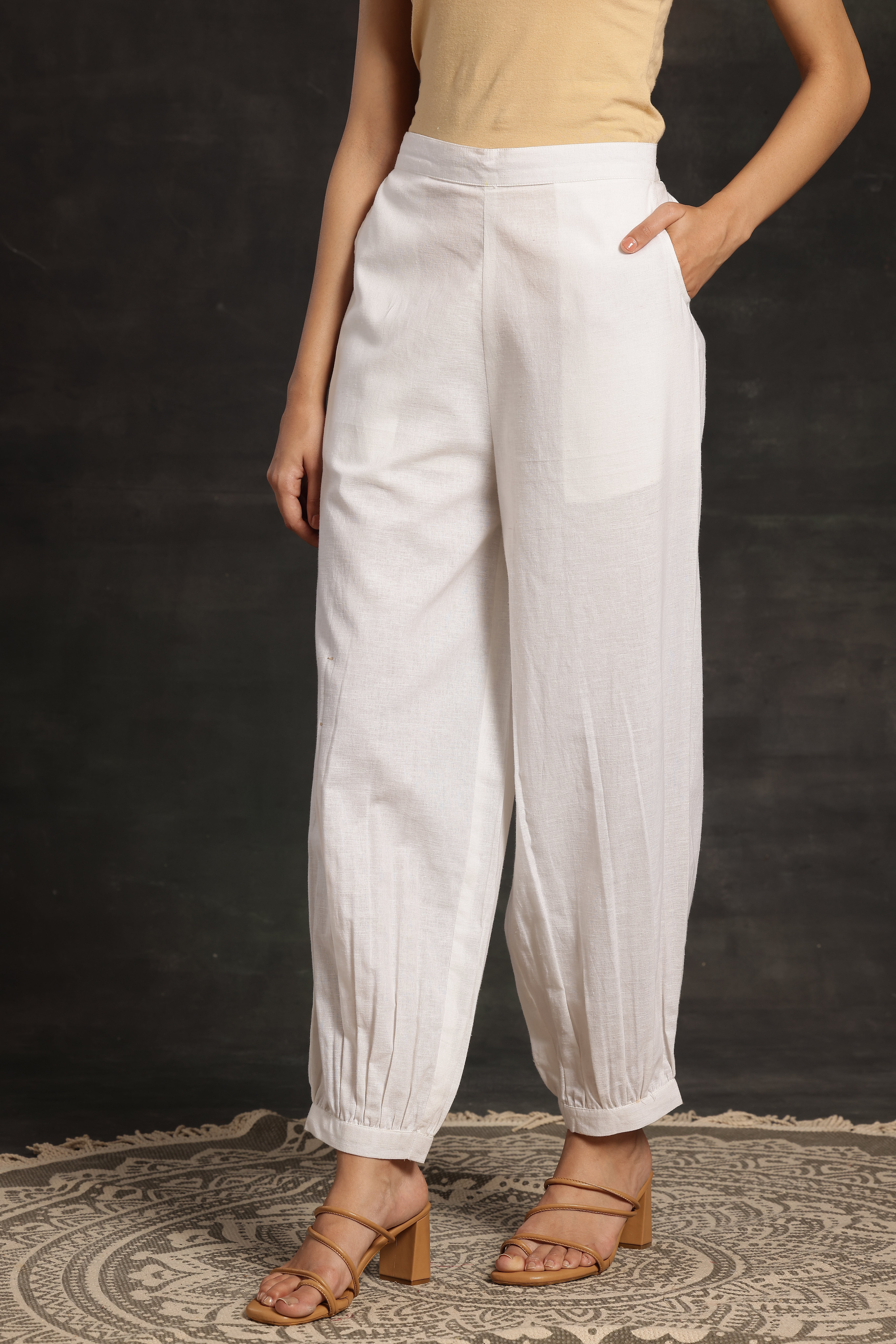 White Solid Regular Salwar