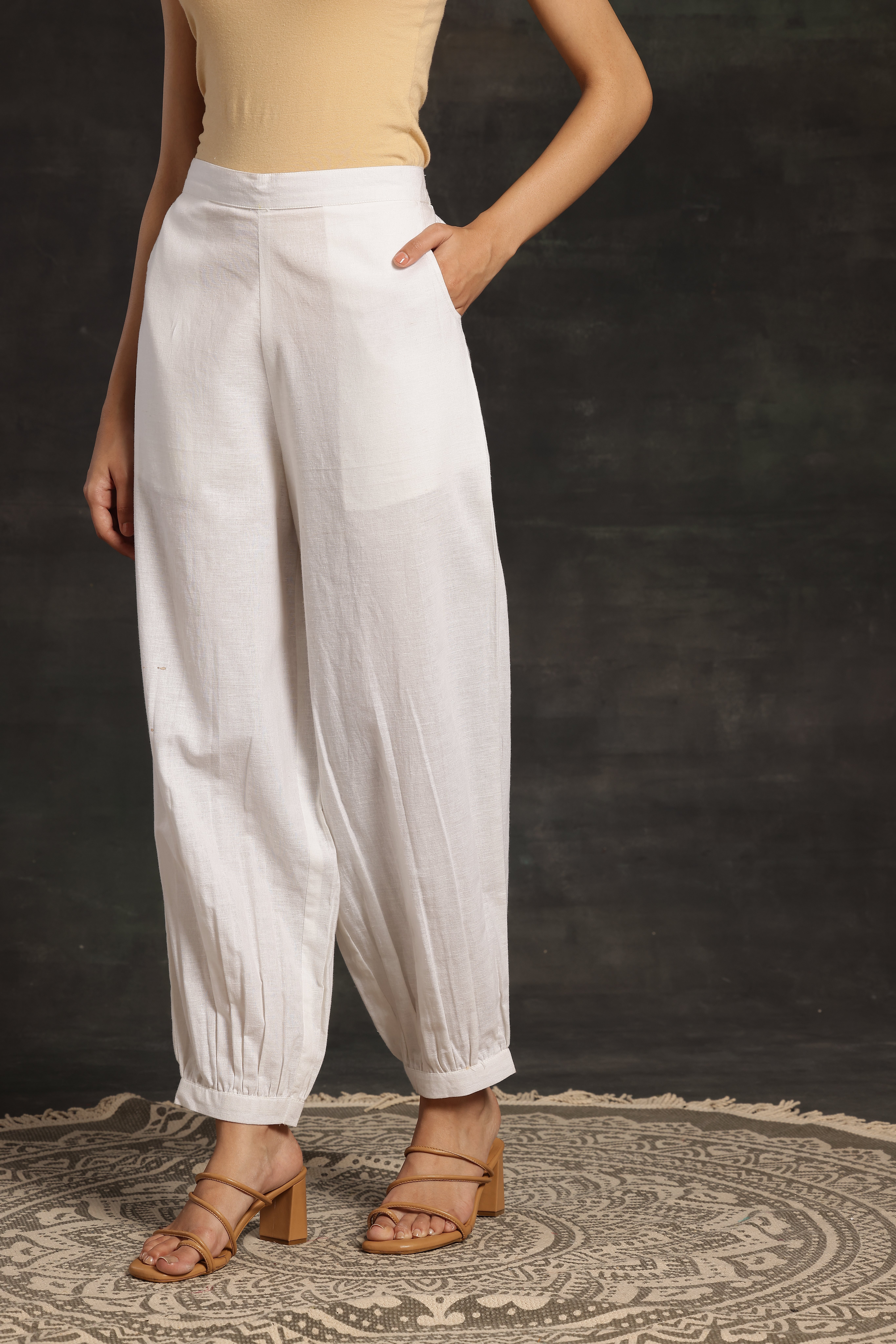 White Solid Regular Salwar