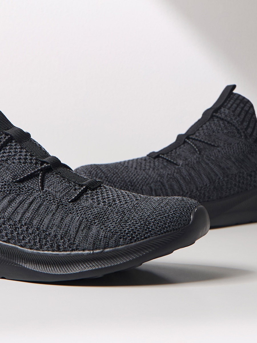 Textured Slip-On Sports Shoes with Drawstring Detail