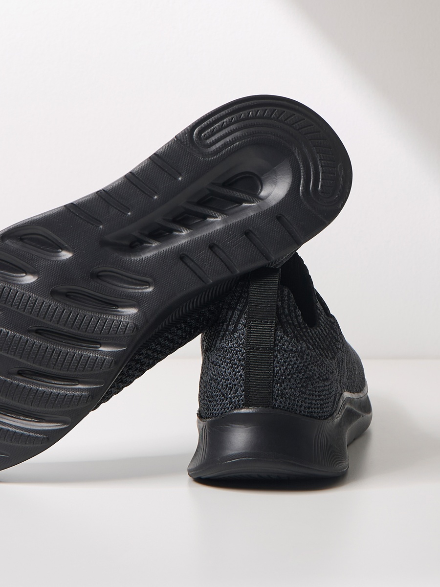 Textured Slip-On Sports Shoes with Drawstring Detail