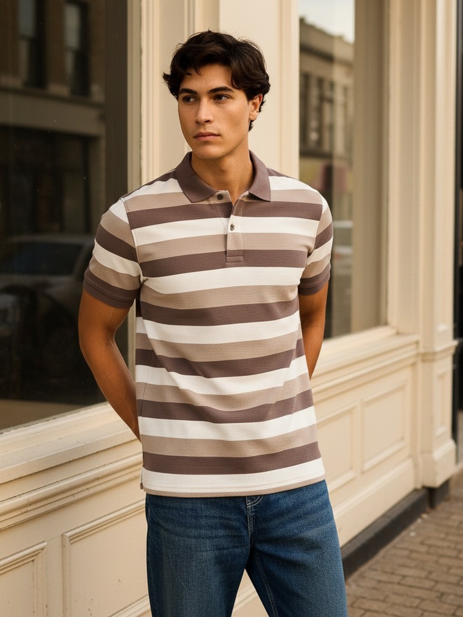 Striped Ottoman Polo T-Shirt